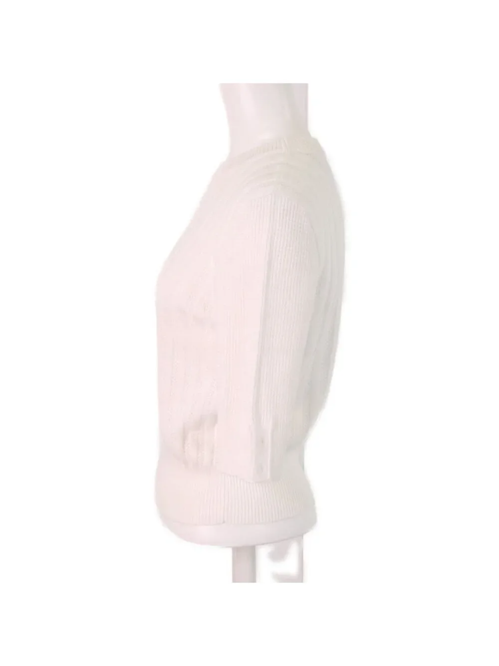 Chanel CC Logo Cotton Half Sleeve Knit Sweater 36